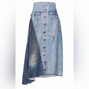 COLOVOS Blue Silk Printed Skirt